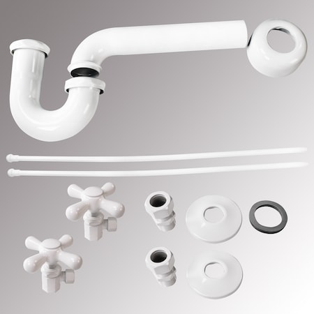 Westbrass Traditional Pedestal Lavatory Kit, Cross Handles in Powder coated White D1838L-50